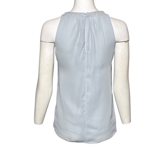Reiss Leondas Pleated Gold-tone Chain Halter Blouse Light Pale Blue Size 0, UK 4 - Picture 5 of 9